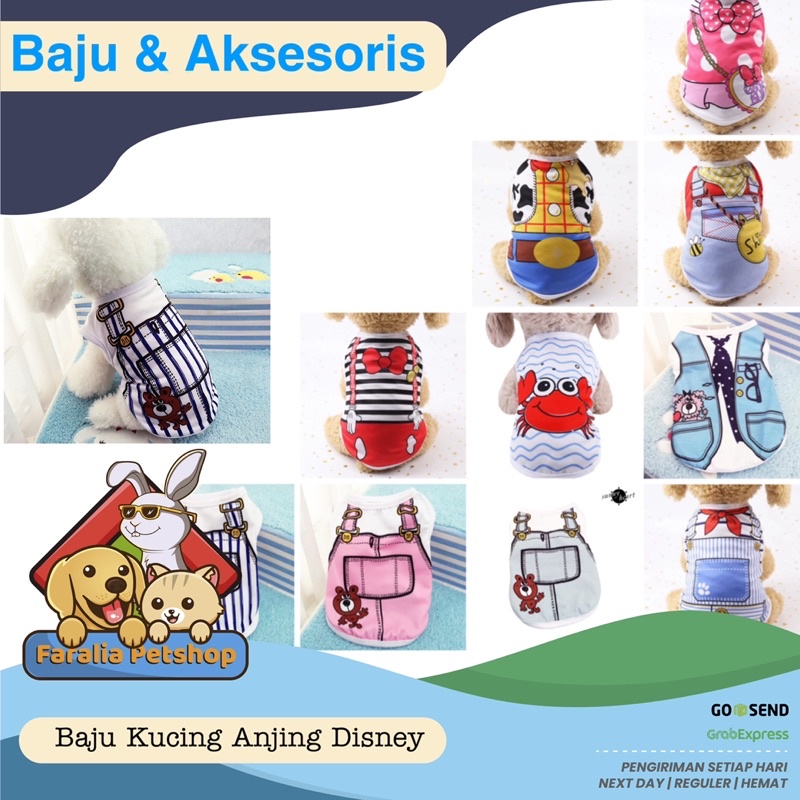 Baju Kucing Anjing Disney Motif Lucu Full Print Cat Dog Pet Vest Cloth