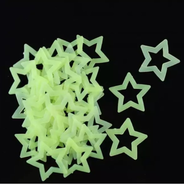 Retaily HL0023 Stiker Bintang Bolong 50 Pcs Sticker Star Glow In The Dark Hiasan Dekorasi Kamar