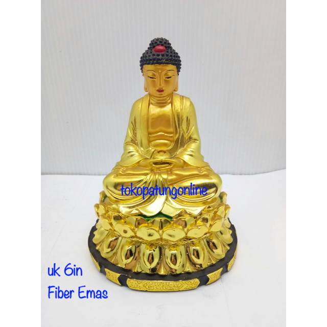 Patung Buddha 6in Fiber Emas