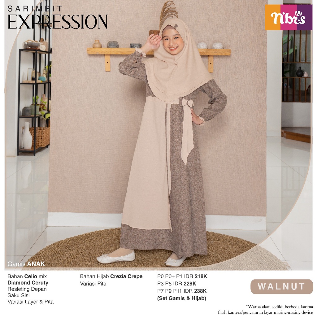 GAMIS ANAK EXPRESSION WALNUT BY NIBRAS, GAMIS ANAK LUCU , GAMIS ANAK , DISKON 30%