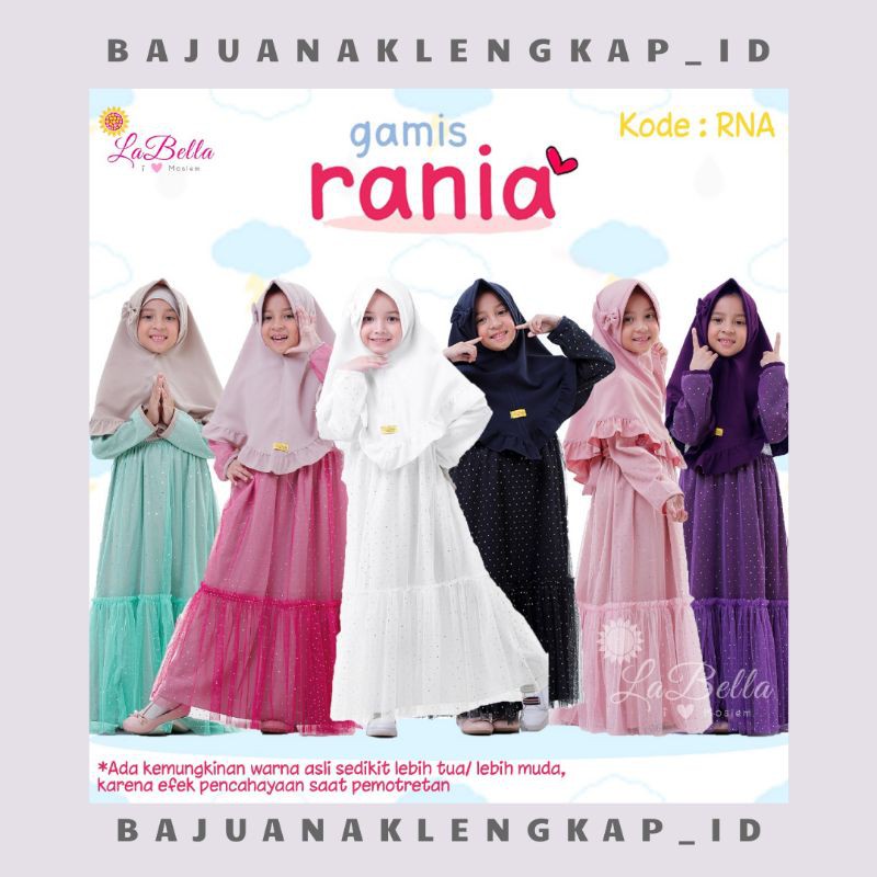 [ RANIA ] By Labella Gamis syar'i kids Rania  Labella tutu baju pesta anak mewah blink  set hijab re