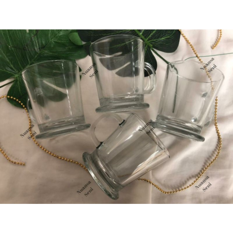 Souvenir Tumbler Mug Kopi Good Day Gelas Arabica Cangkir Gagang Kaca Bening