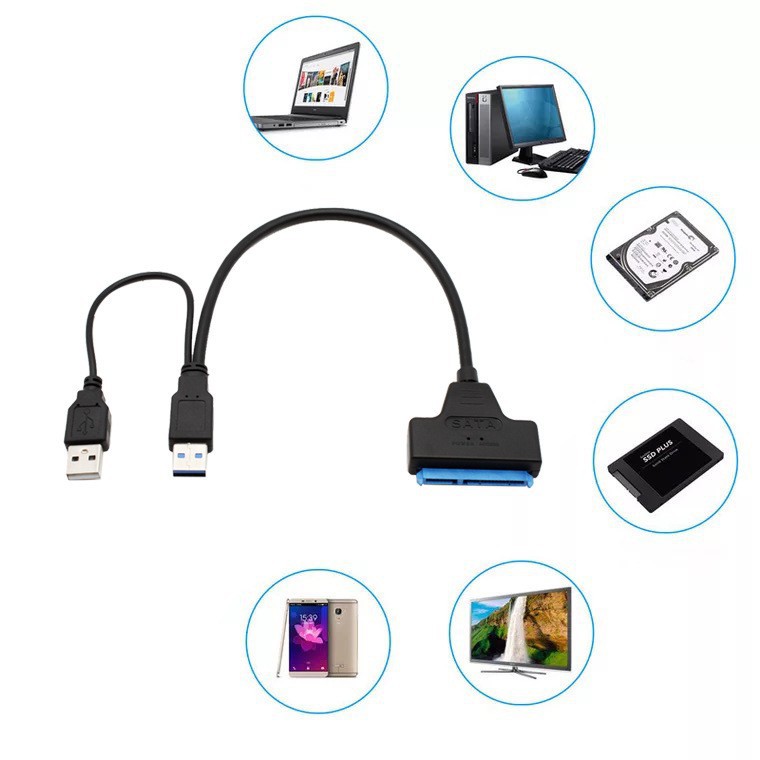 Adapter Converter Hard Disk SATA to USB3.0/2.0 untuk HDD 2.5Inch SSD Converter USB to SATA(22pin)