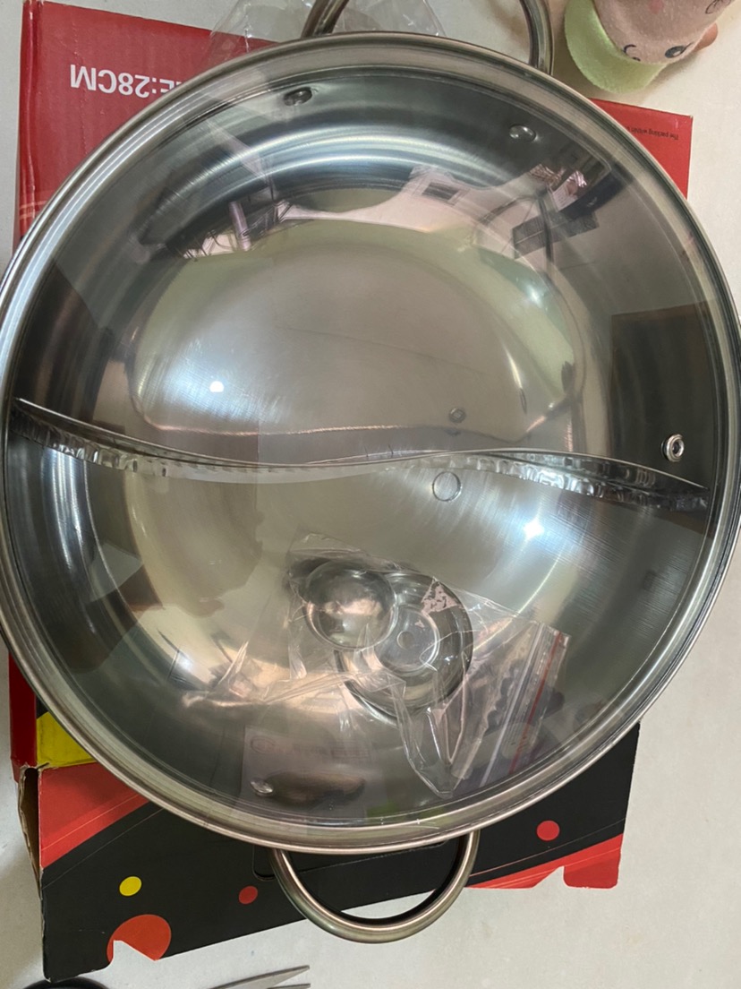 Panci Shabu 2 Sekat  28 Cm Tutup Kaca- Panci Hotpot Steamboat Tutup Kaca