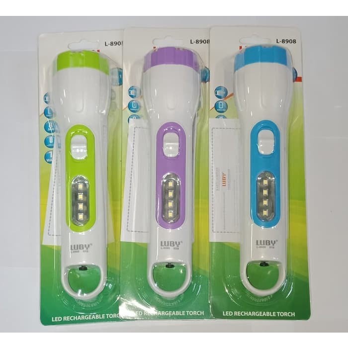 SENTER LED TERANG SENTER TANGAN LED RECHARGEABLE HANDLIGHT LUBY L-8908 SENTER 2 IN 1 LOW WATT BR64