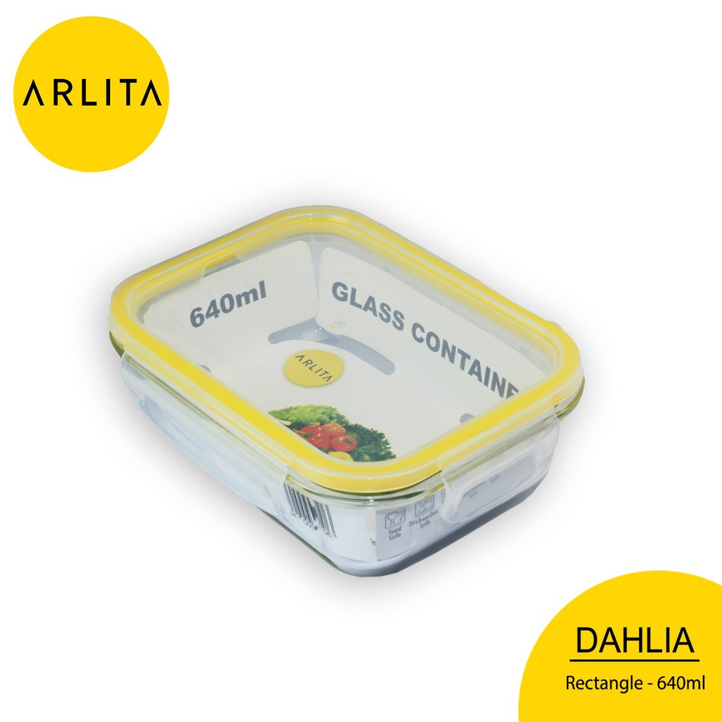 terlaris produk  ARLITA DAHLIA RECTANGLE YELLOW Glass Container 640 ML - BY KIRINbarang ready