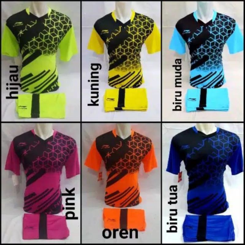 seragam baju futsal dan voli printing warna biru abstrak