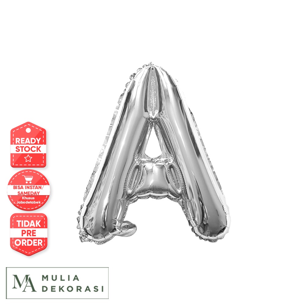 Balon Foil Huruf Gold Silver Alphabet Abjad Huruf Angka Lengkap A-Z Perhuruf Balon Foil