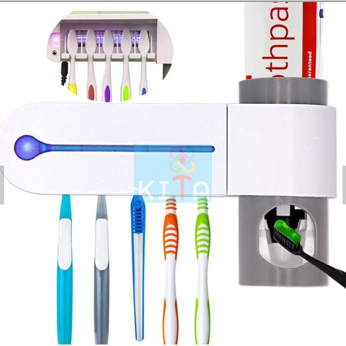 Dispenser Odol Steril UV Anti Bakteri Virus Kuman Sikat Gigi 2in1 CE Toothpaste Toothbrush Sterilizer