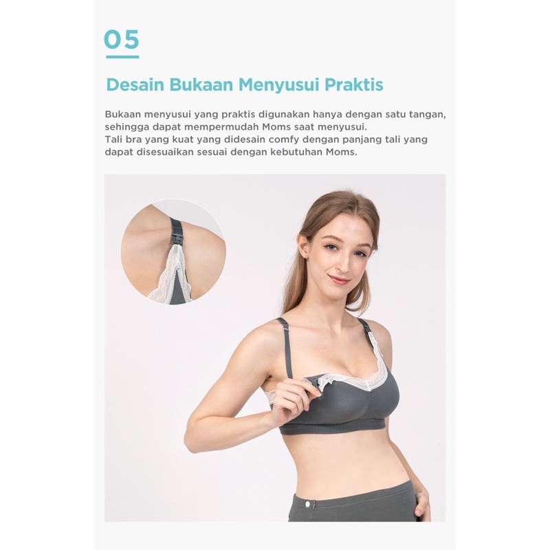 Mooimom Lace Wireless Maternity &amp; Nursing Bra (B93104)BS,DS,P,CS,G,Z - Bra Hamil Menyusui