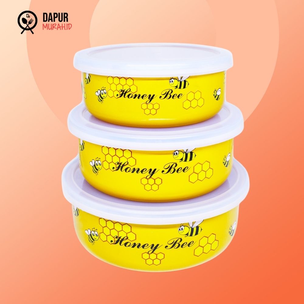 Mangkuk enamel Maspion Susun 3 Honey bee 12/16 cm