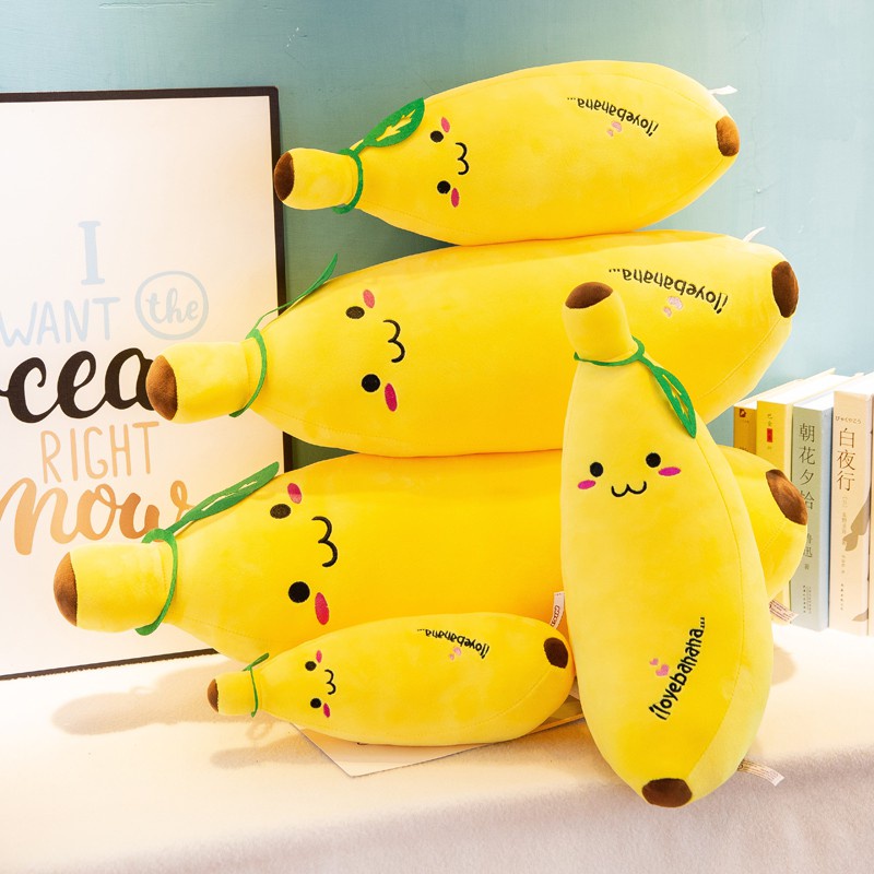 Boneka Pisang Bordir Boneka Plush Model Pisang Banana Jumbo Ukuran M/L/XL Bahan Lembut Halus