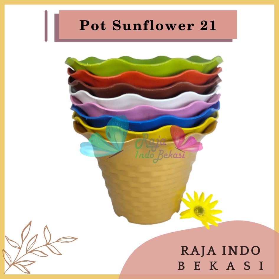 Pot Besar Sun Flower Mdn 21 Motif Bata Pot Bunga Sunflower Warna Warni Bkn Pot Tawon Pirus 21 24-Pot bunga SUN FLOWER MDN 21 Pot Warna Warni cantik murah bagus