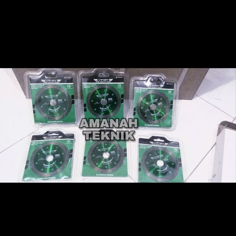 Diamond wheel cutter Mata potong kramik granit 105T TOBY TURBO WET &amp; DRY 4&quot; Tajam Kuat japan