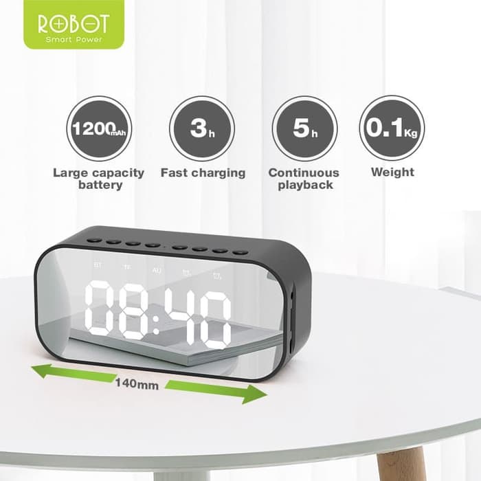 ROBOT Speaker Bluetooth 5.0 with LED Display &amp; Alarm Clock RB550