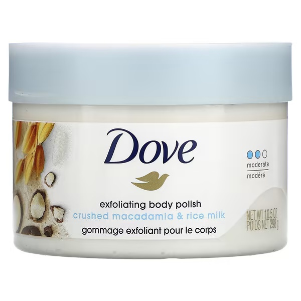 Dove Exfoliating Body Polish Scrub Crushed Macadamia &amp; Rice Milk 298 Gram