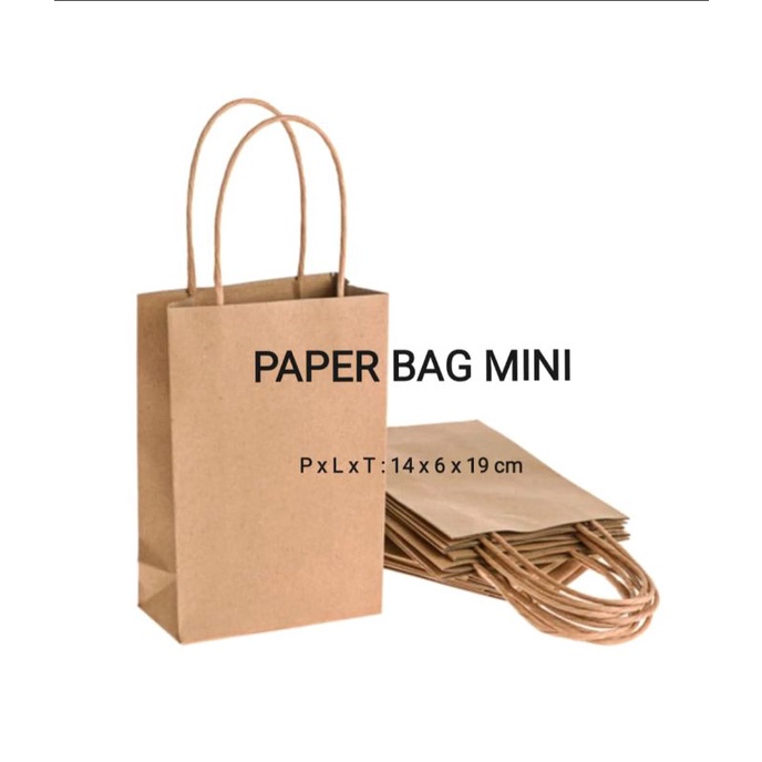

Paperbag SOS Kantong Kertas Coklat 14x6x19 cm (M) Souvenir + tali