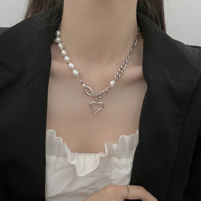 2022 Kalung Rantai Multi Layer Liontin Hati Salib Hias Mutiara Gaya Vintagepunk Untuk Wanita