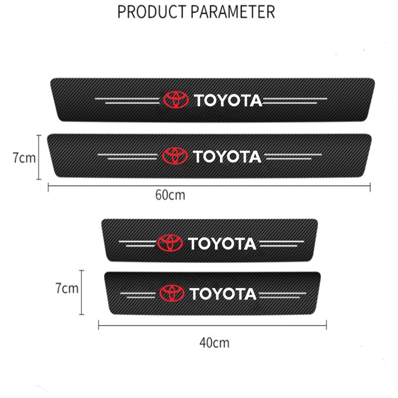 9pcs Stiker Strip Carbon Fiber Pelindung Pintu Mobil Toyota Etios Corolla Yaris Rav4 Supra Hilux Camry