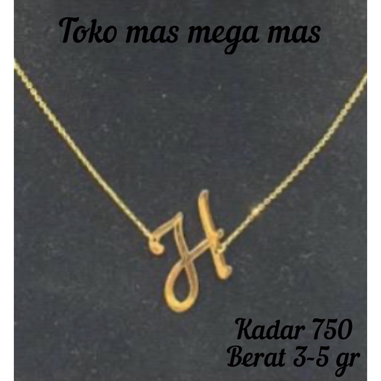 Kalung emas asli kadar 750 alfabeth