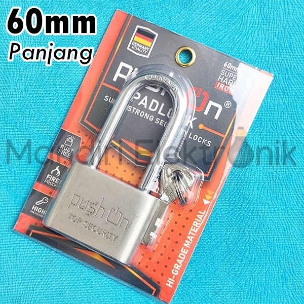 Gembok 60mm Panjang - Gembok Push On Panjang 60mm Long - Gembok Stainless Leher Panjang Long