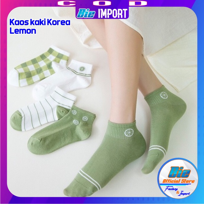 Kaos Kaki Korea Wanita Motif Lemon Impor Best Seller