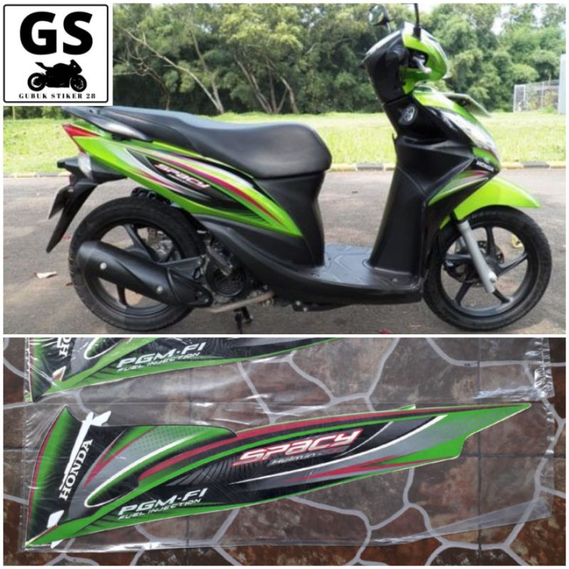 STRIPING STIKER LIS BODY MOTOR HONDA SPACY KARBU 2011 2012 HIJAU