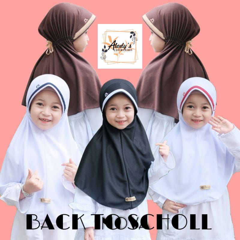 Jilbab Anak Sekolah SD SMP SMA Jilbab Anak Pramuka List Polos Serut Belakang Bahan Kaos Ayuka Terbaru Termurah / Alody's Collection