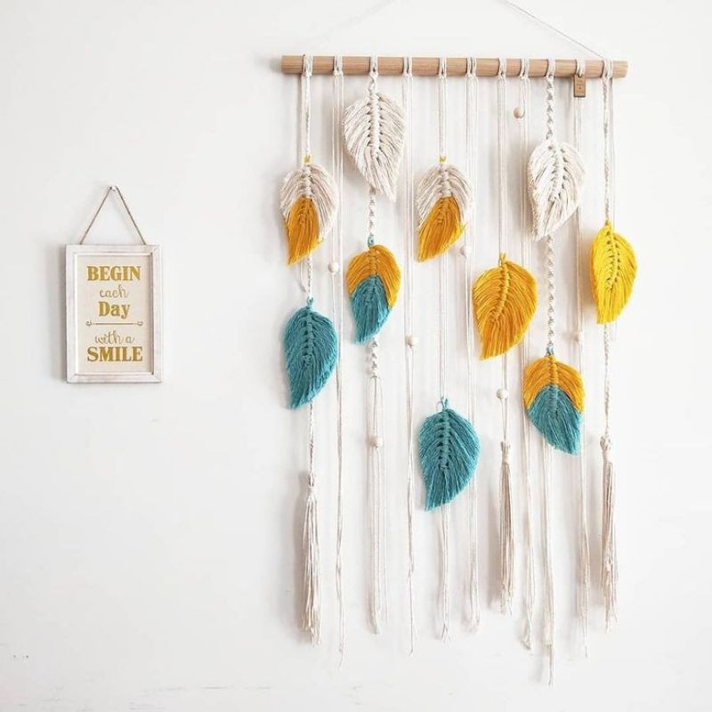 READY STOK) macrame HIASAN DINDING DAUN MINION / macrame wall hanging (HD 059)