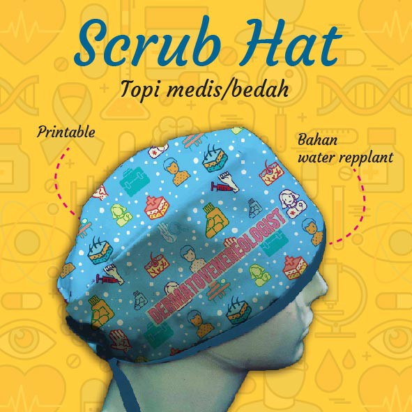 TOPI MEDIS DERMATOVENEREOLOGIST / Scrub Hat Motif Digital Printing
