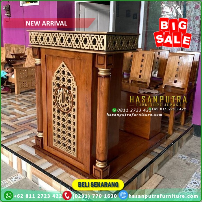 Mimbar Podium Jati Minimalis, Mimbar Podium Jati, MImbar Mushola, Mimbar Masjid