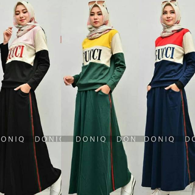 GUCCI SET / baju setelan wanita / setelan muslim / stelan rok / setrok