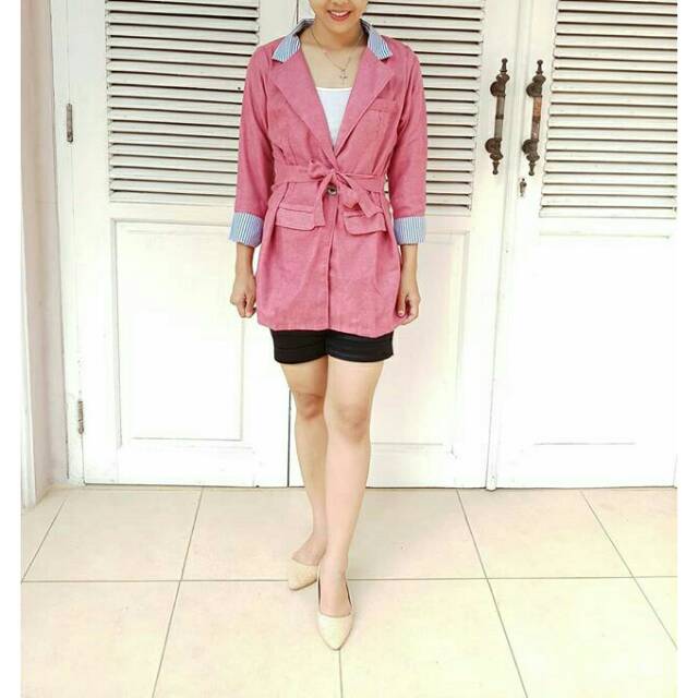 O015 Outer / Outer wanita / Outer cewe / Blazer kombinasi / Blazer wanita / Blazer cewe