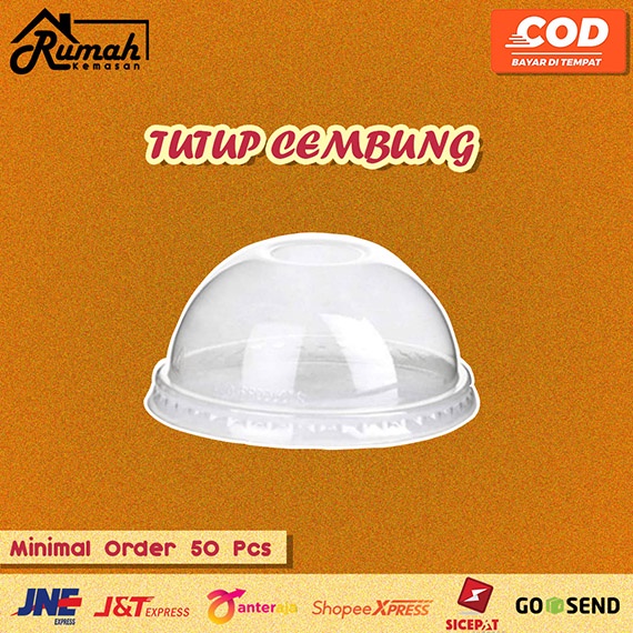 TUTUP CUP CEMBUNG TUTUP CUP BOBA TUTUP PLASTIK CEMBUNG TUTUP OVAL