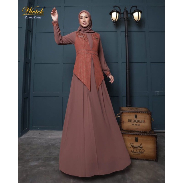 Zayna Dress ORI by Wwiek Muslimah / Gamis Set Syar'i / Gamis Pesta Mewah / Gamis Branded / Dress Mus