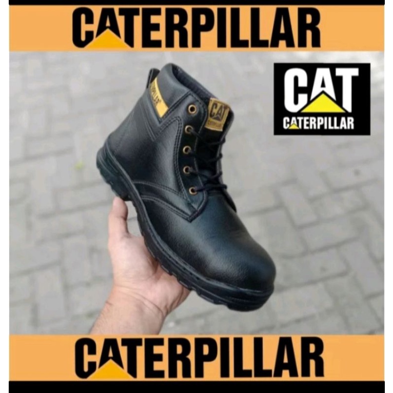 Sepatu Caterpillar pria  Sepatu Safety Boots Ujung Besi Fashion Pria Bikers Turing Sepatu Safety Proyek Ujung Besi - Septy Shoes Boot - Septi Kerja Lapangan Kulit Sintetis Tali