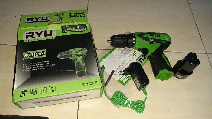 Ryu Cordless Drill Rcd12v-1 Bor Baterai Besi Kayu Charge