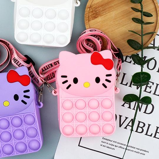 ♀ [LED] Tas Pop It Anak Rubber Jelly Hello Kitty Terbaru ✧