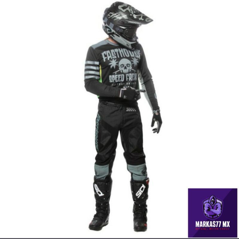 JERSEY SET FASTHOUSE SWELL BLACK CHARCOAL JERSEY CROSS FASTHOUSE ORIGINAL JERSEY SEPEDA MTB DOWNHILL