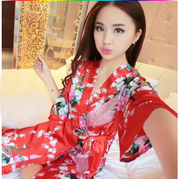 Kimono Satin Mandi Panjang Rompi Renang Motif Murah