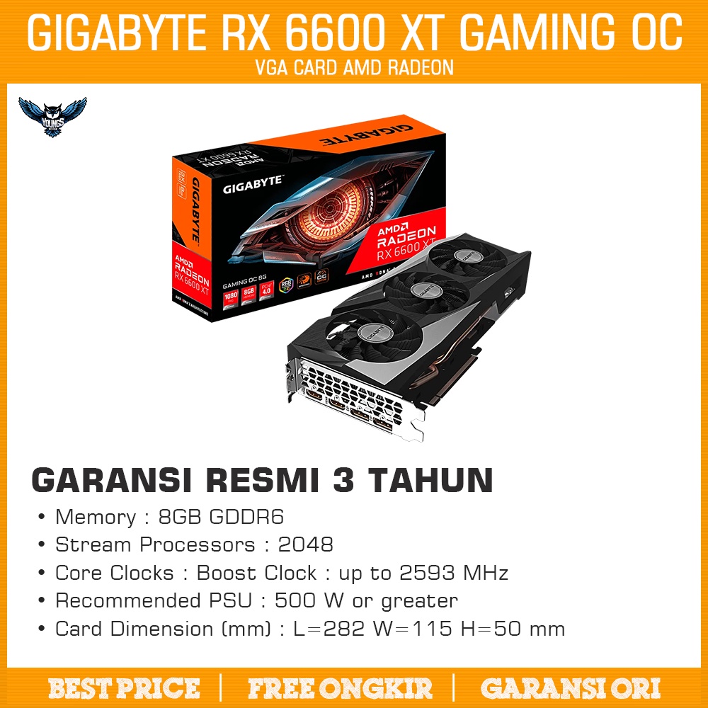 VGA GIGABYTE RX 6600 XT GAMING OC 8G - 8GB DDR6 AMD Radeon 6600xt 8gd