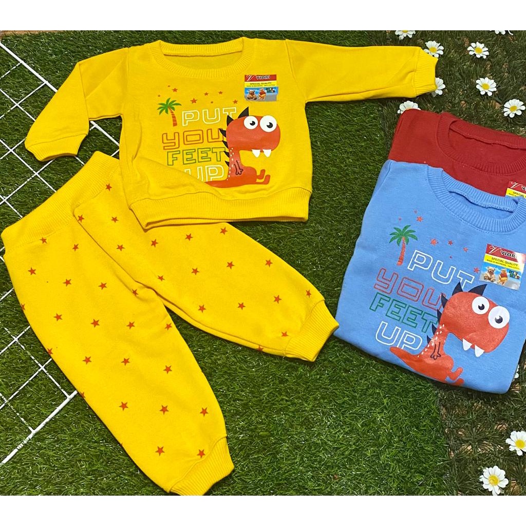 sweater bayi motif t-rex  Setelan 2-18 Bulan (RG069)