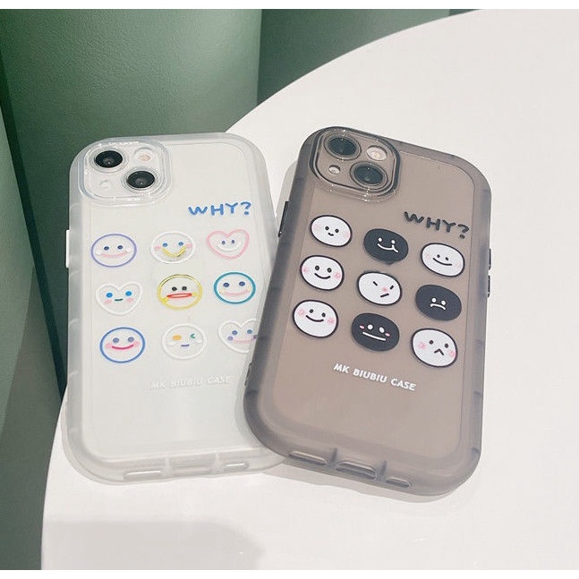 Soft Case Silikon Transparan Motif Smiley Face Untuk IPhone 12 13 11 Pro Max X Xs Max Xr 7 8 Plus Gbvf
