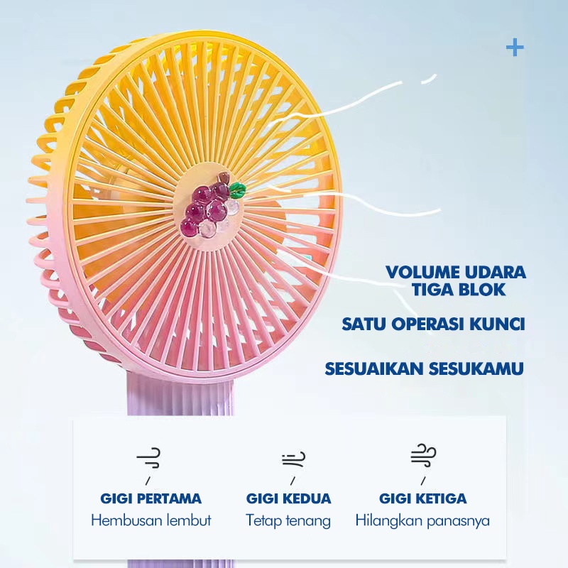 Kipas Angin Genggam Mini Portable 3th Gen Bentuk Anggur Lucu Dengan Port Charger USB Mini Fan