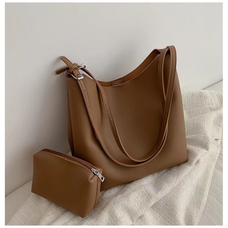 BJ21225 (2IN1) - BLACK/BROWN/KHAKI - TAS TOTE SHOULDERBAG POUCH WANITA FASHION IMPORT MODIS ELEGAN TERMURAH TERLARIS TERBARU BAGSTORE JAKARTA TAS BATAM JT1225