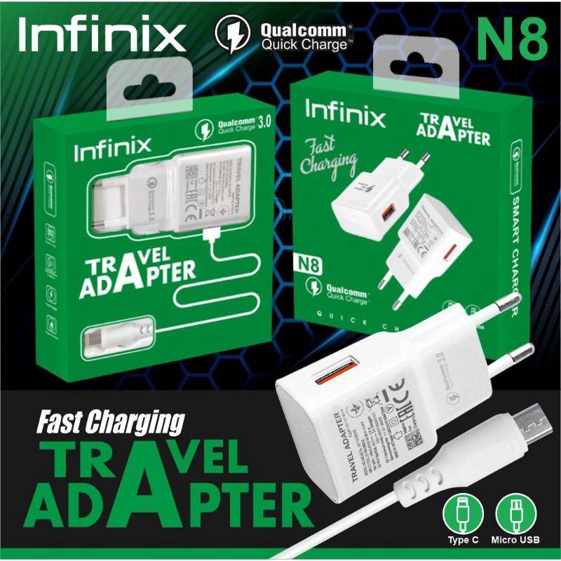 (RA) TC CHARGER N8 BRANDED 1 USB 3.0A FAST CHARGING MICRO &amp; TIPE-C PACKING IMPORT