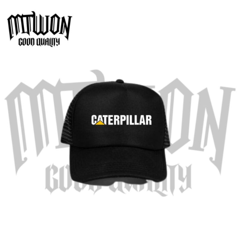 Snapback Topi CATERPILLAR merchandise logo / Trucker jaring hitam baseball caps pria wanita man wome