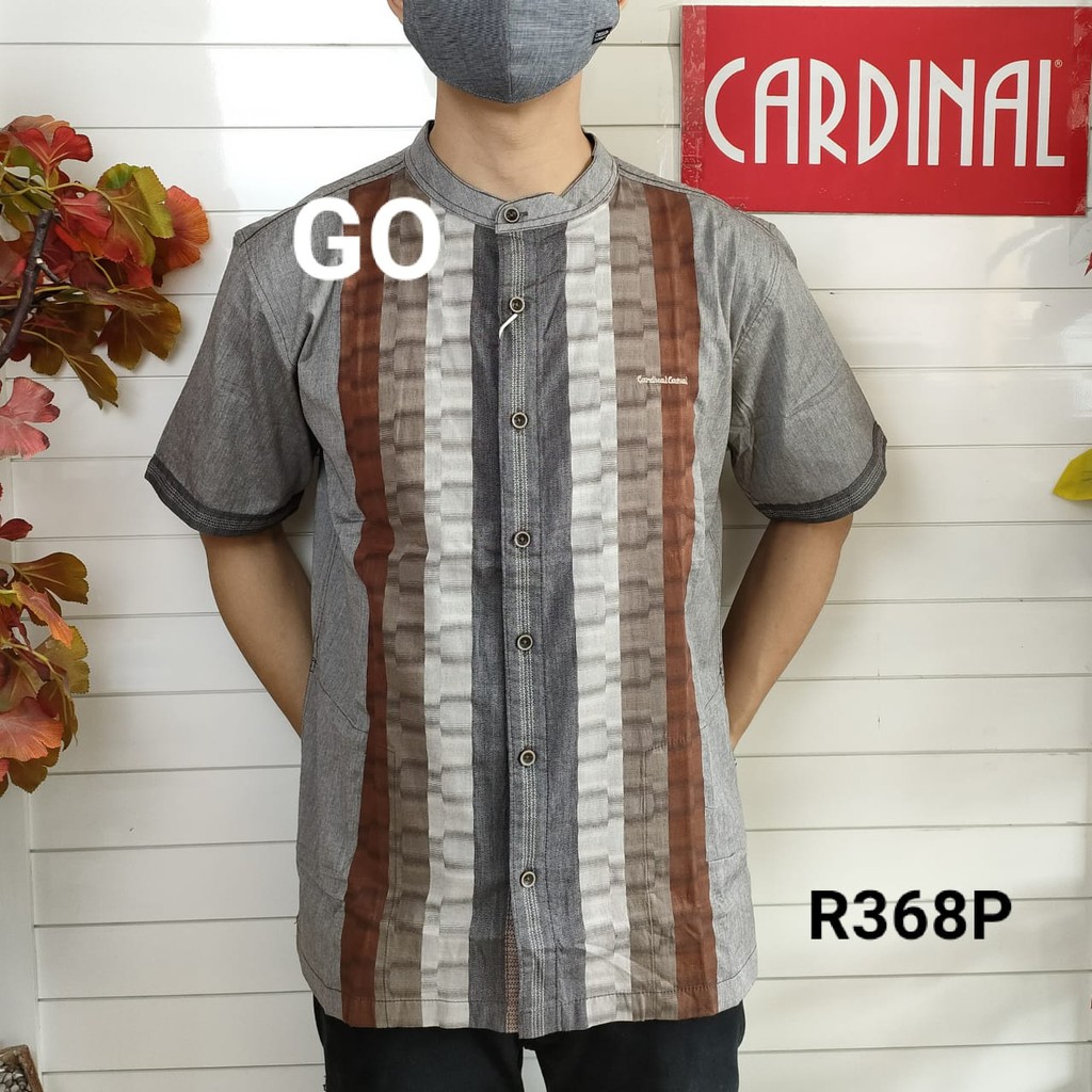 gof M-L CARDINAL KEMEJA KOKO Taqwa Pakaian Pria Original Baju Muslim Salur Lengan Pendek TCQ