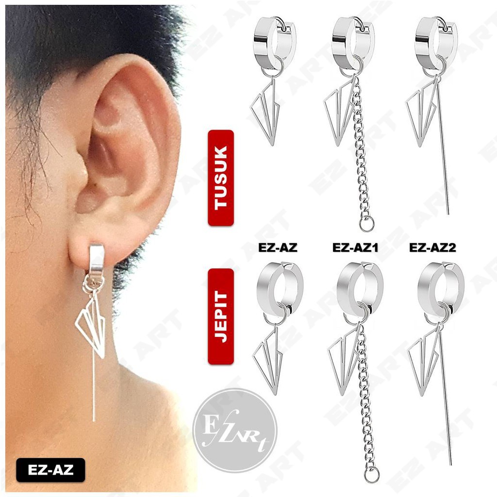 1Pc EZ-AZ ANTING MODEL PESAWAT KERTAS STAINLESS STEEL JEPIT TUSUK PRIA WANITA TANPA TINDIK