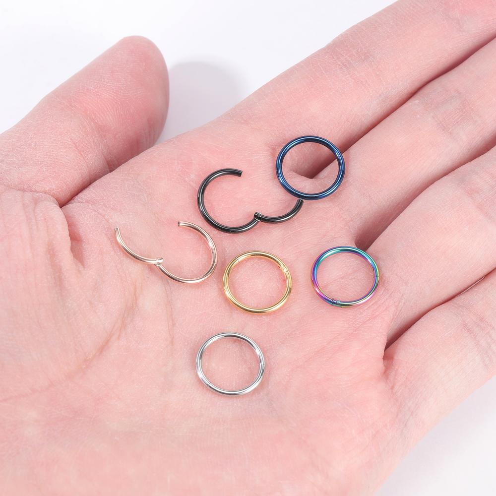 1 PC Cincin Tindik Hidung Bahan Stainless Steel Ukuran 0.8 / 1 / 1.2mm